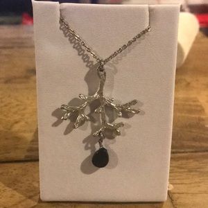 Silver and Black Stone Necklace